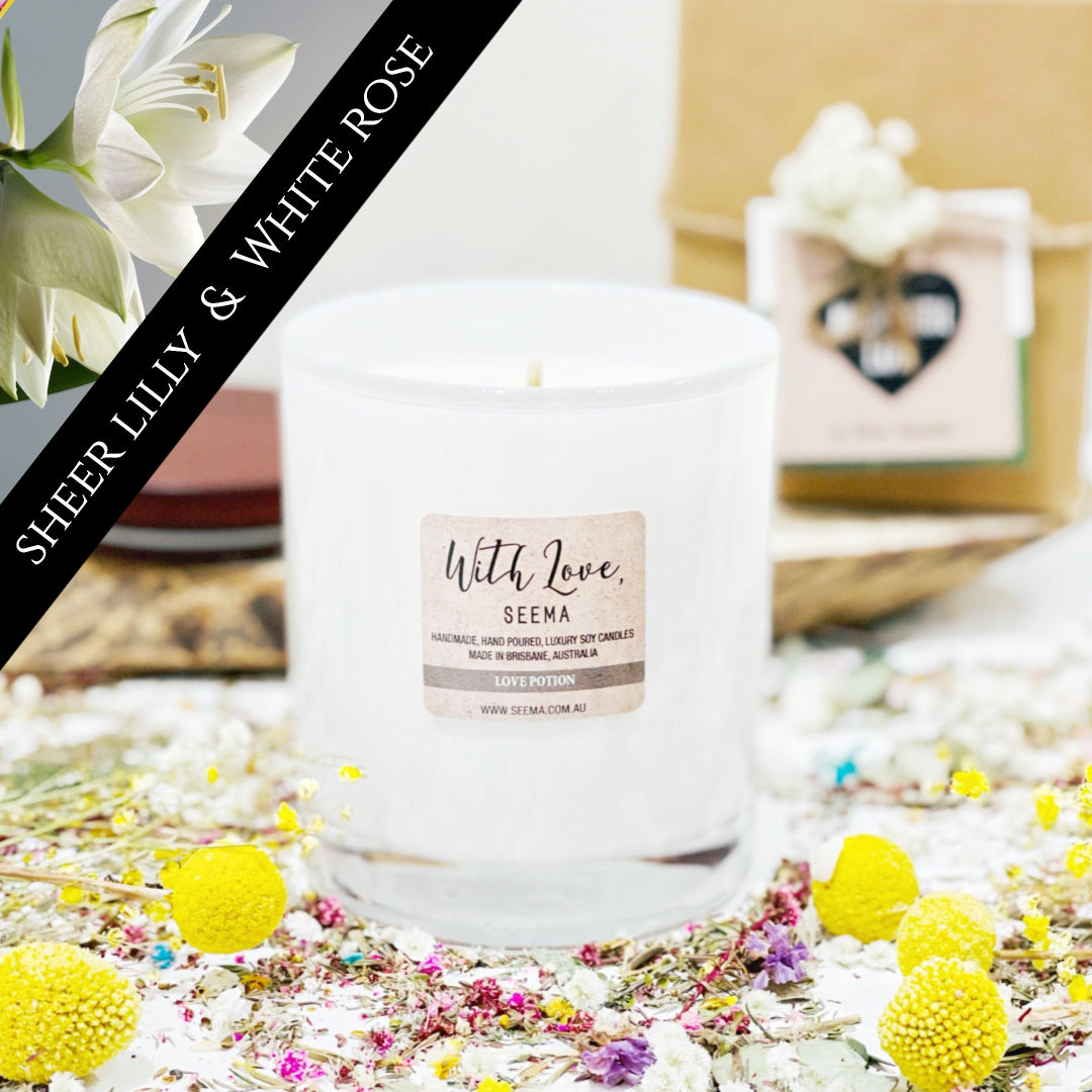 Sheer Lilly and White Rose - Luxury Soy Scented Candle