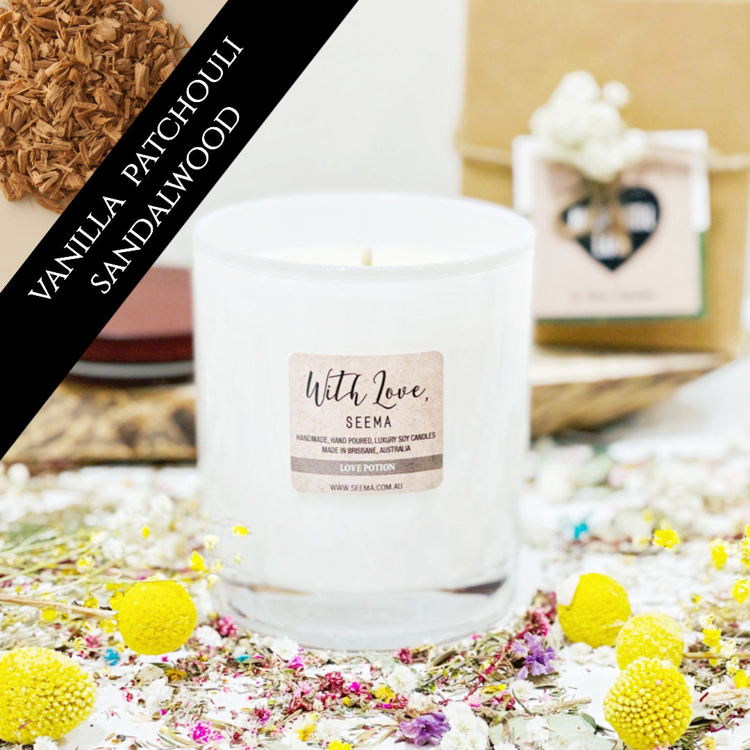 Vanilla Patchouli and Sandalwood - Luxury Soy Scented Candle